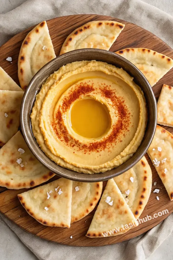 pumpkin hummus with pita chips