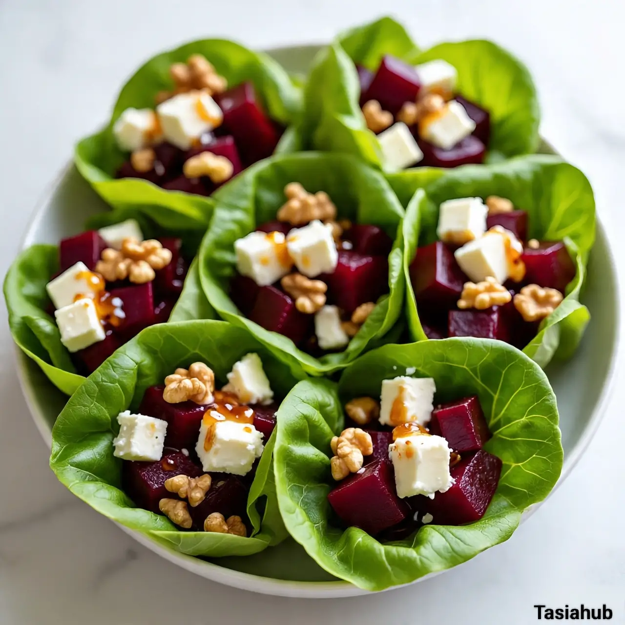 Roasted beet and walnuts salad cups