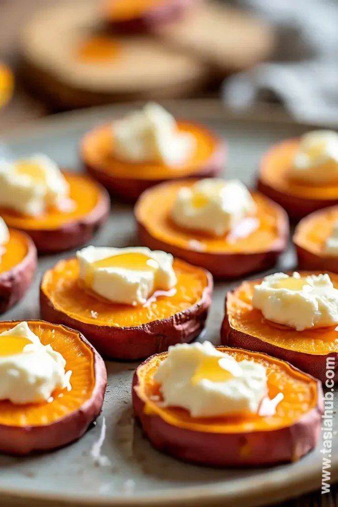 sweet potato rounds with goat cheese 1