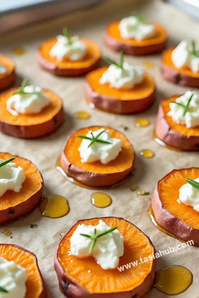 sweet potato rounds with goat cheese