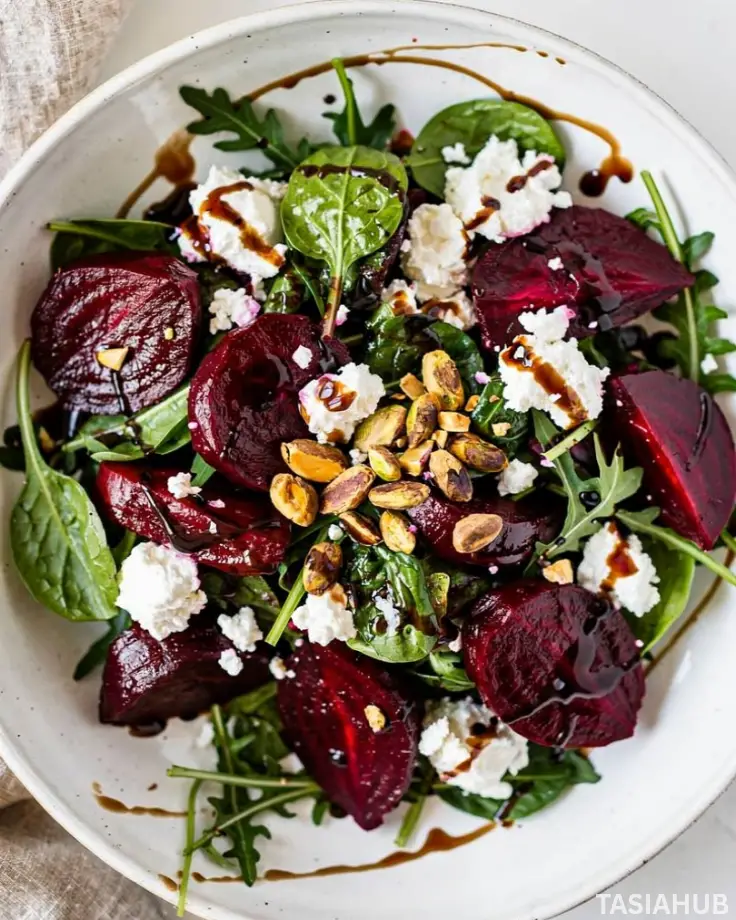 Roasted Beet, Goat Cheese and Pistachio Salad