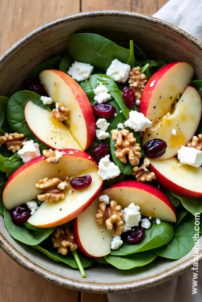 apple walnut and cranberry spinach salad 1