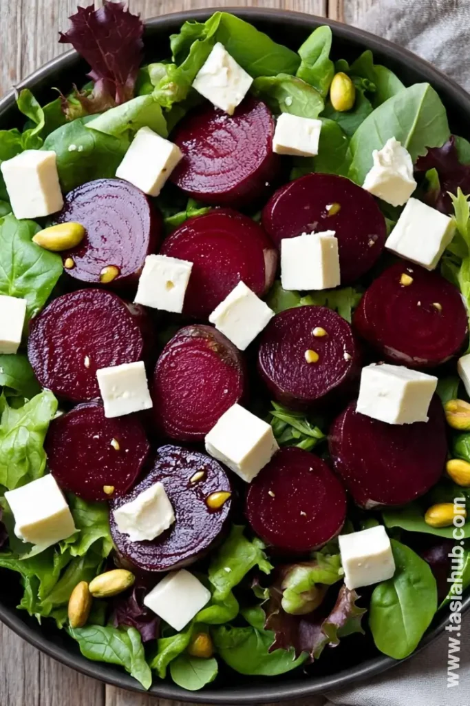 beets goat cheese and pistachio salad 1