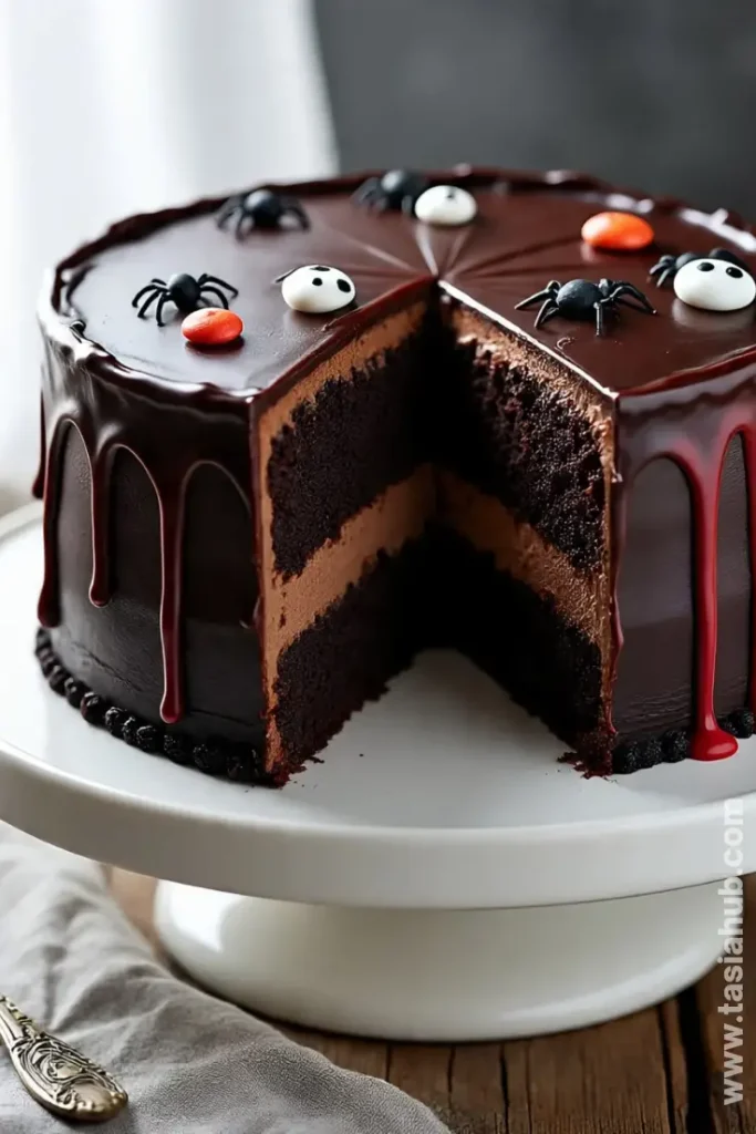 black velvet spooky cake