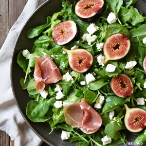 Fig prosciutto and mixed green salad