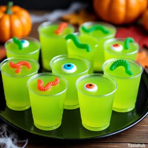 Green Halloween jello shots