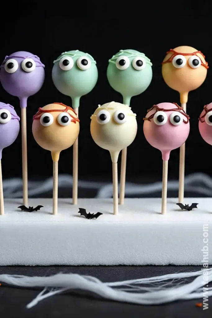 pastel spooky cake pops