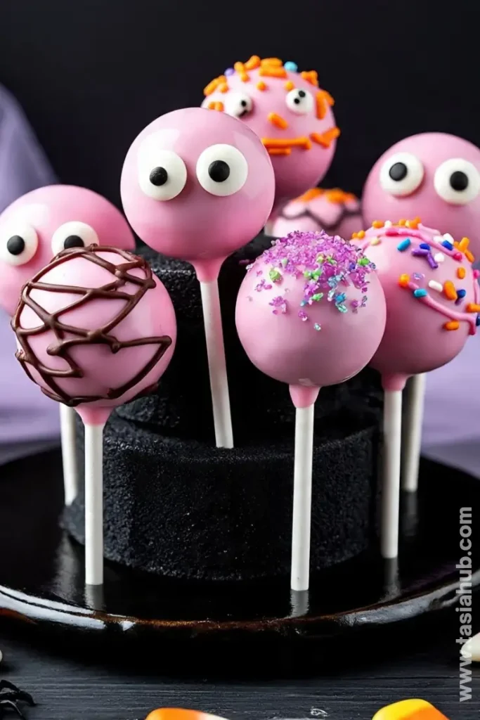 pink Halloween cake pops 1