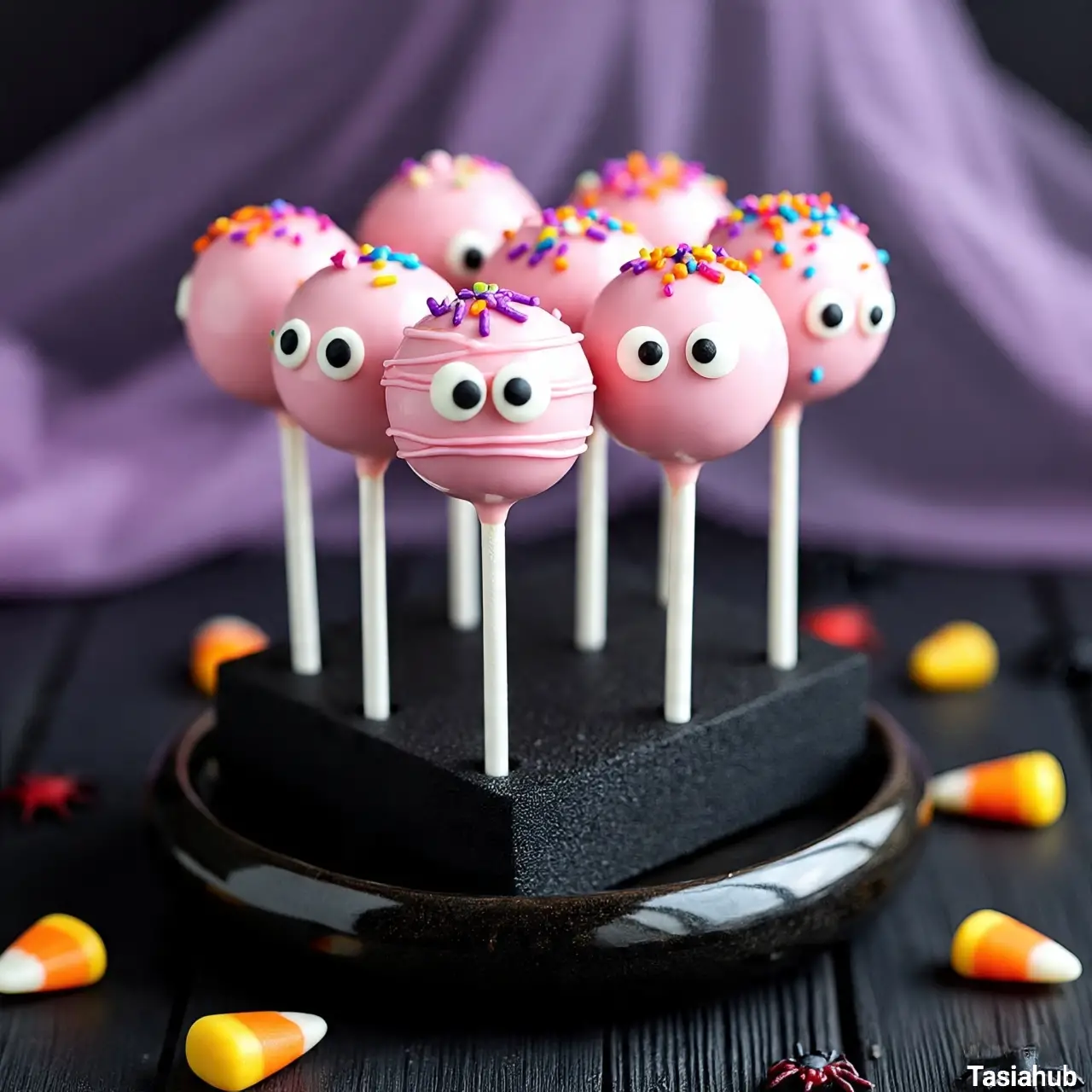 Pink Halloween cake pops
