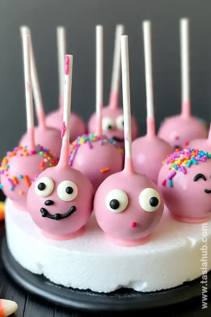 pink spooky cake pops