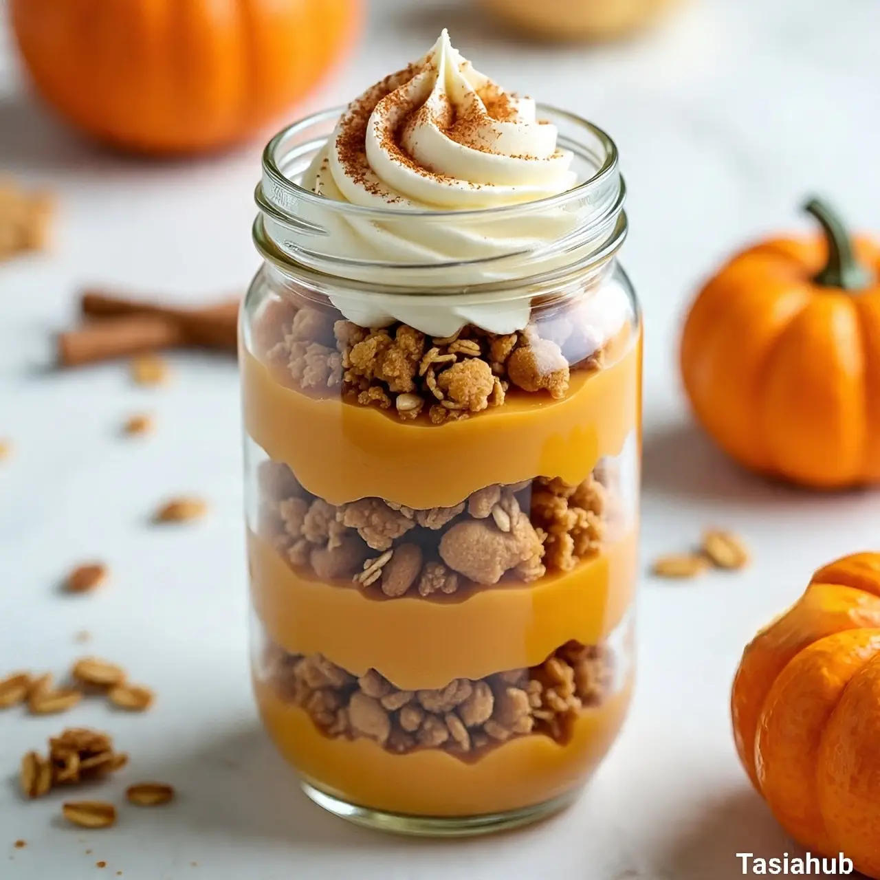 Halloween pumpkin pie yogurt parfait