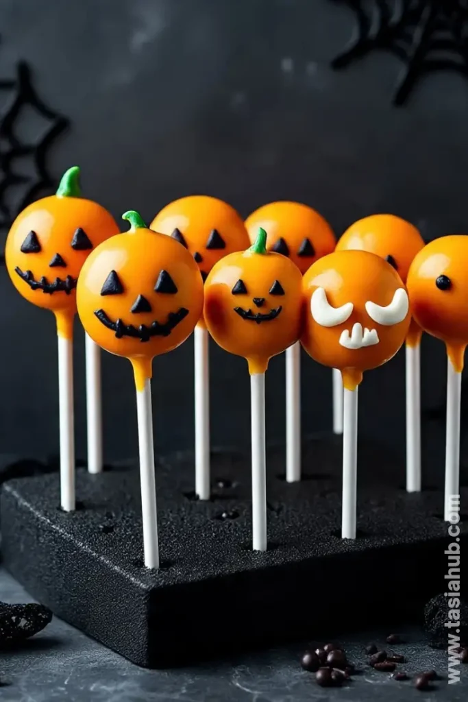 pumpkin spooky cake pops