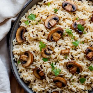 Wild rice and roasted mushroom salad