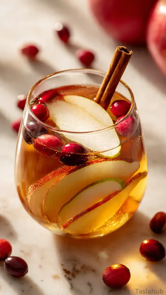 apple cider sangria with Prosecco cocktail