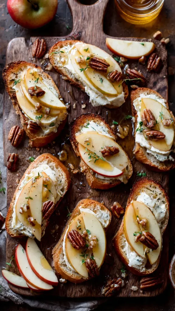 brie apple honey crostini