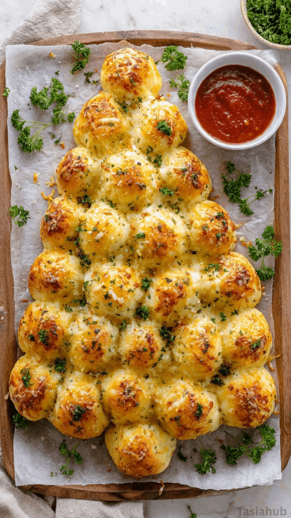 cheesy Christmas tree bread