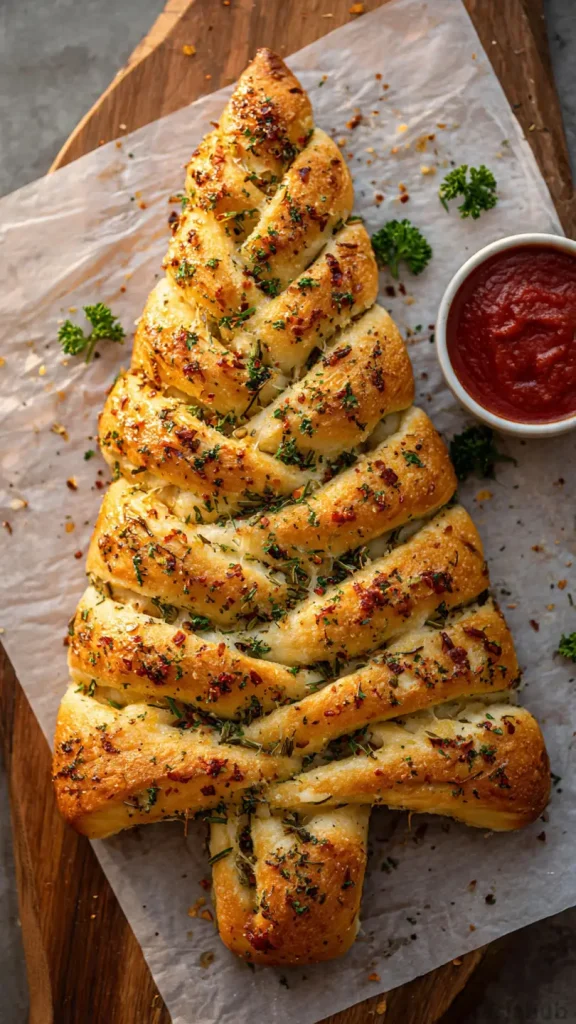 cheesy pull apart Christmas tree bread 1
