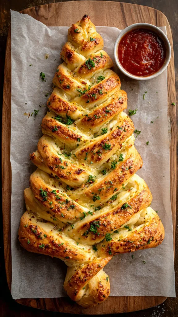 cheesy pull apart Christmas tree bread