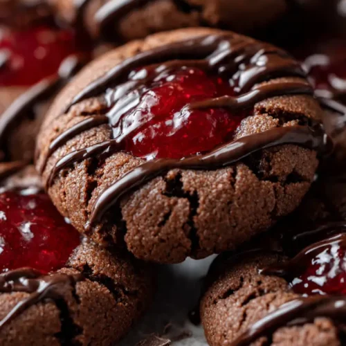 chocolate cherry thumbprint cookies
