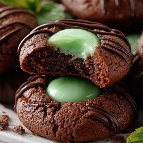 chocolate mint thumbprint cookies