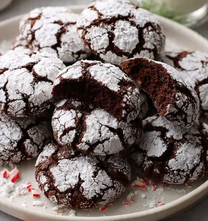 chocolate peppermint crinkle cookies