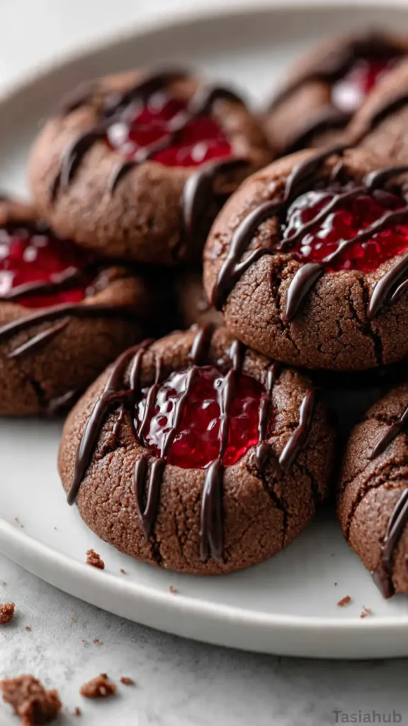 chocolate raspberry thumbprint cookies recipe