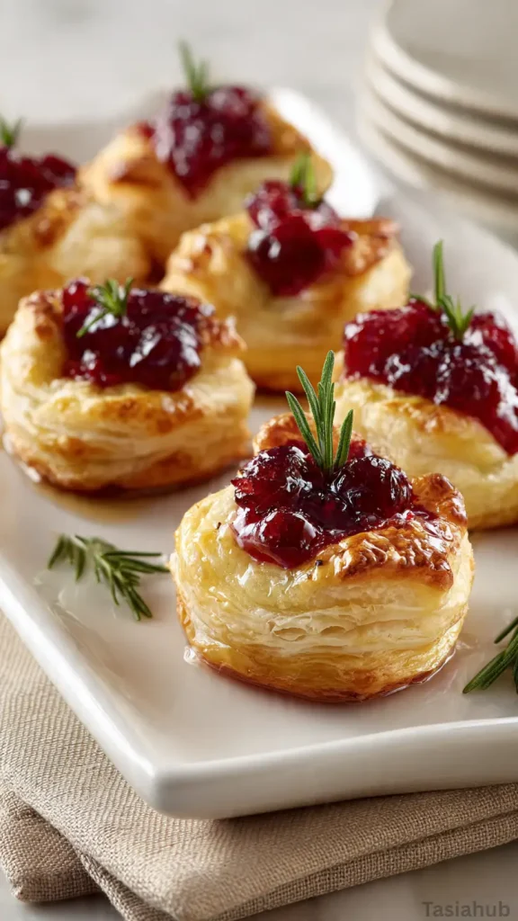 cranberry brie bites with puff pastry