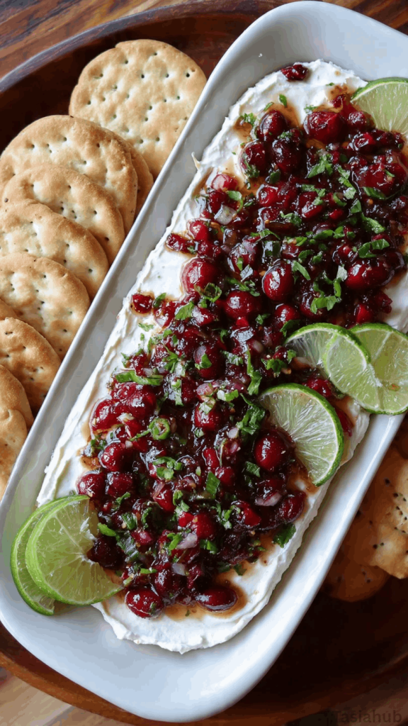 cranberry salsa with cream cheese dip