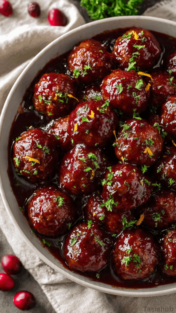 crockpot Christmas cranberry meatballs