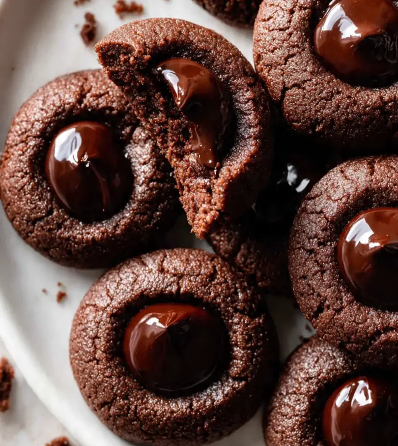 gluten free chocolate thumbprint christmas cookies