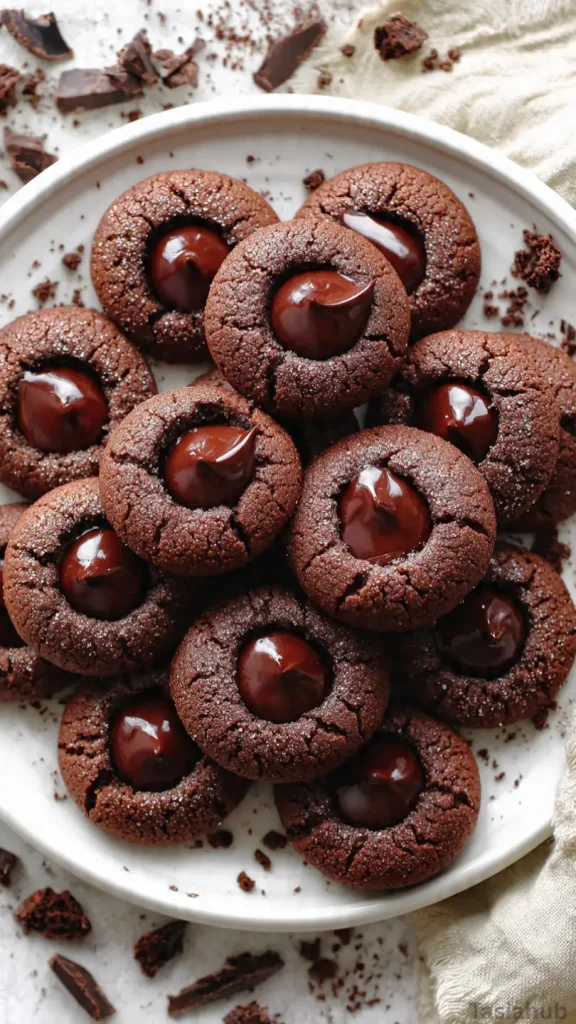 gluten free chocolate thumbprint Christmas cookie