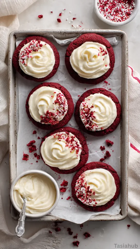 red velvet cookies with cream cheese frosting
