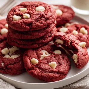 red velvet white chocolate chip cookies