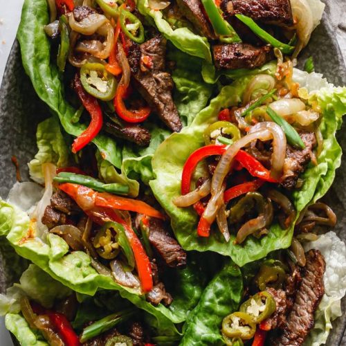 Philly cheesesteak lettuce wraps