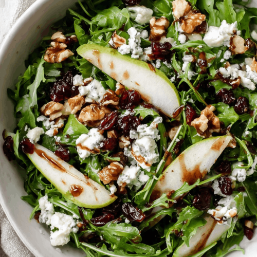 arugla pear gorgonzola salad