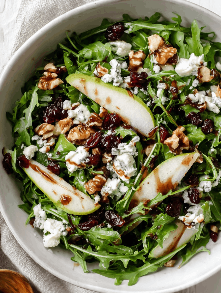arugla pear gorgonzola salad