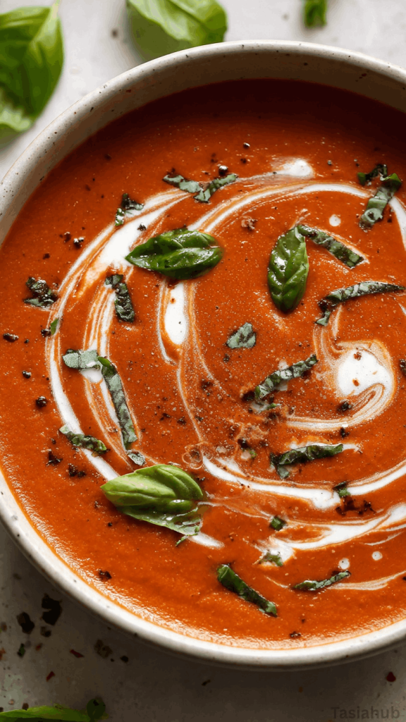 creamy roasted tomato basil soup