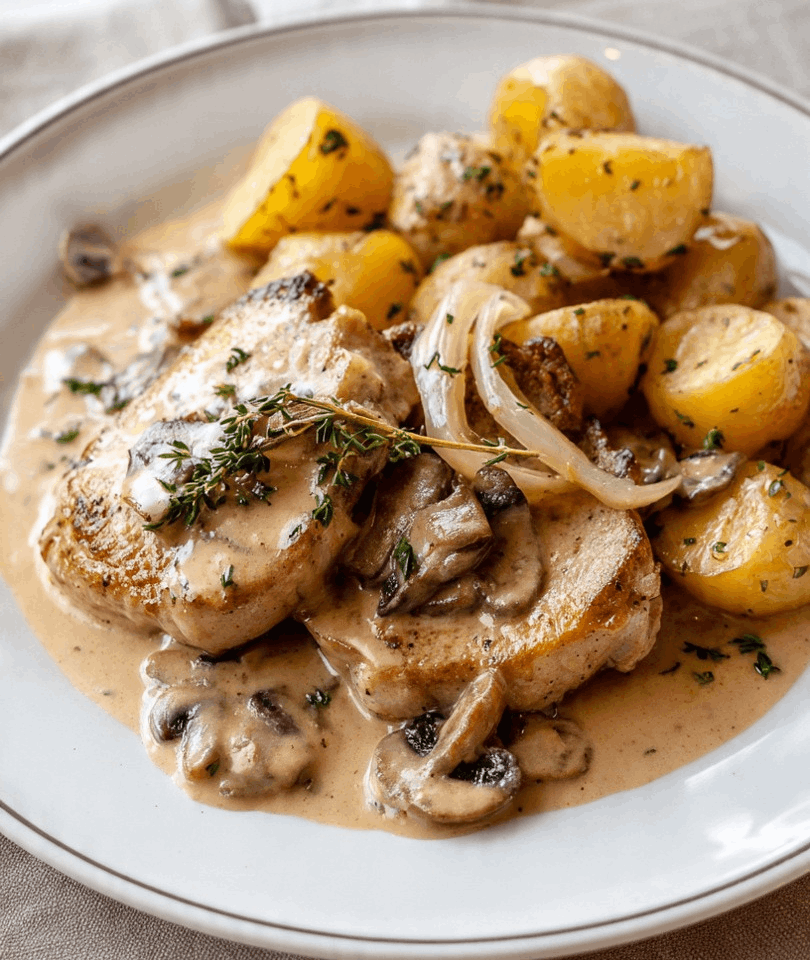Crockpot Creamy Pork Chops and Potatoes