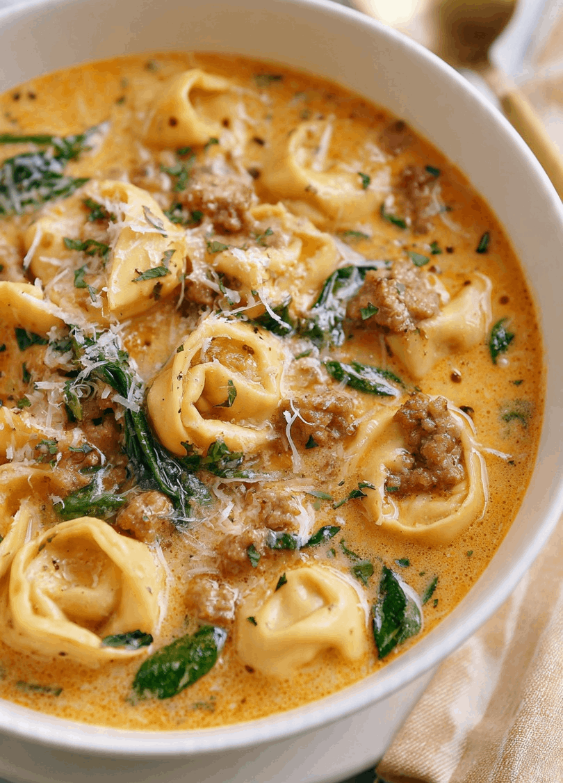 Crockpot Sausage and Tortellini Soup
