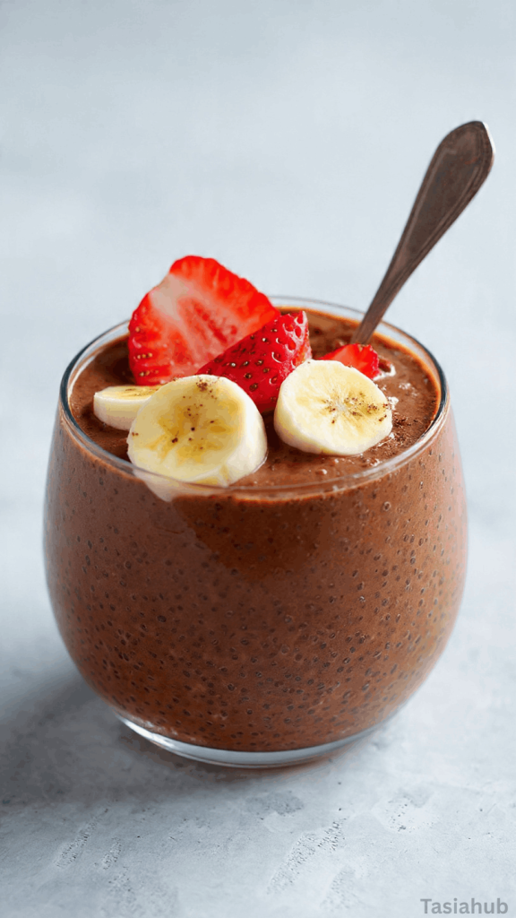 high protein chocolate chia pudding jar