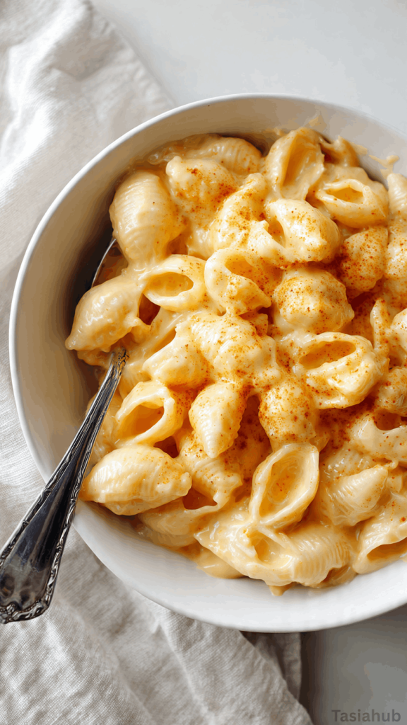 high protein mac and cheese dish