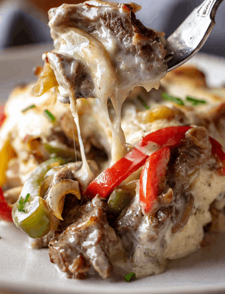 keto Philly cheesesteak casserole