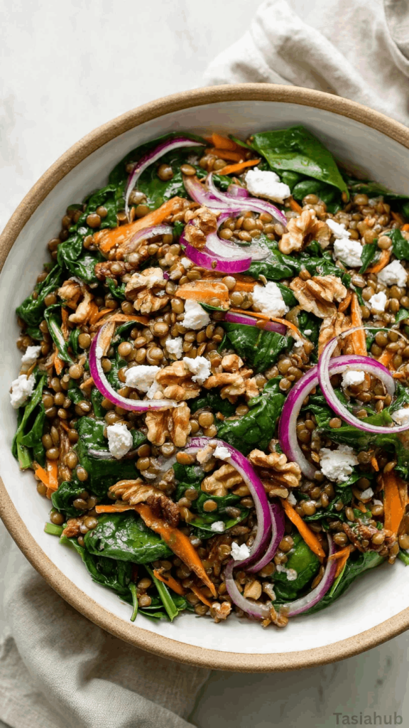 lentil and spinach salad