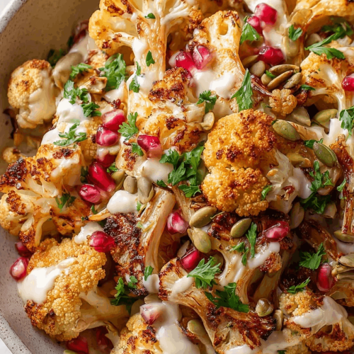roasted cauliflower tahini salad