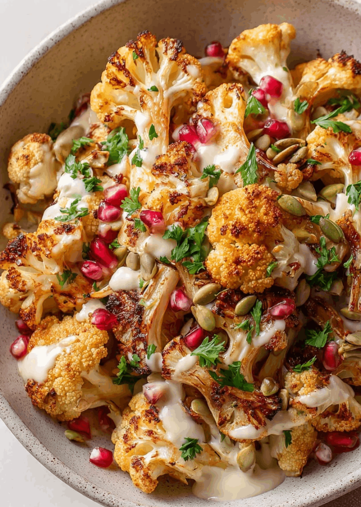 roasted cauliflower tahini salad