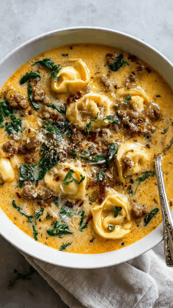 slow cooker sausage and tortellini soup