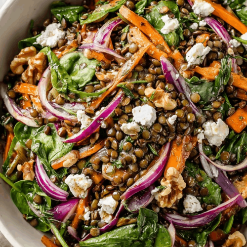 lentil and spinach salad