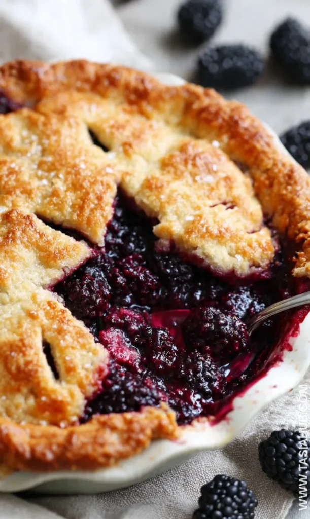 Blackberry cobbler with pie filling dish