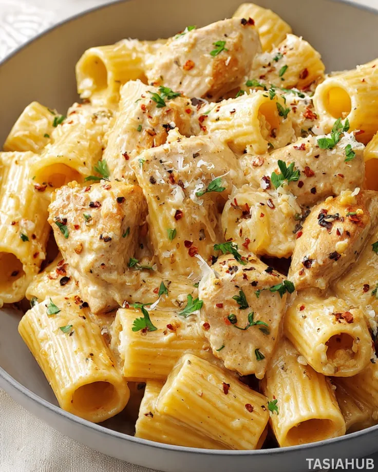 Creamy Garlic Butter Chicken Rigatoni