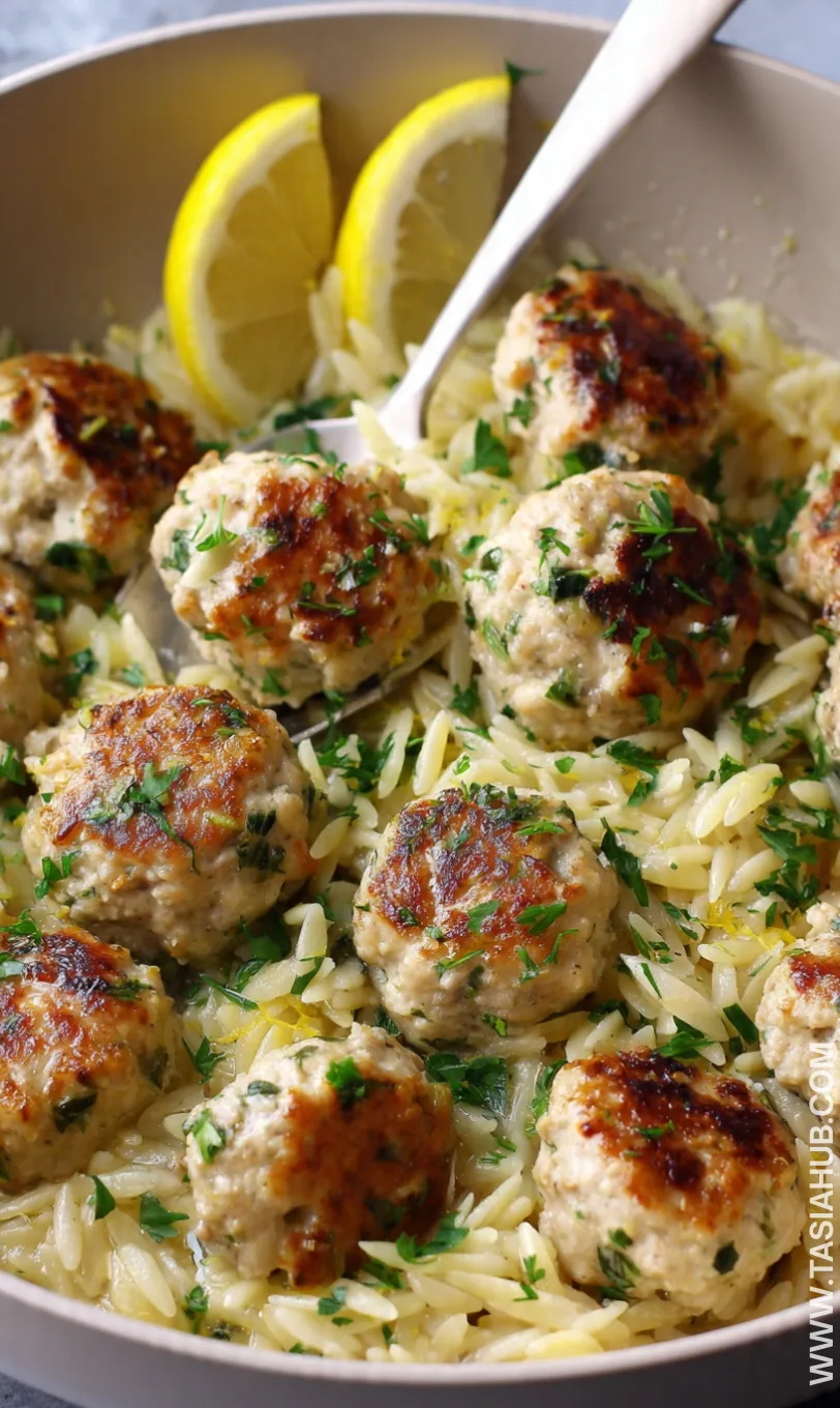 Greek meatballs with lemon orzo